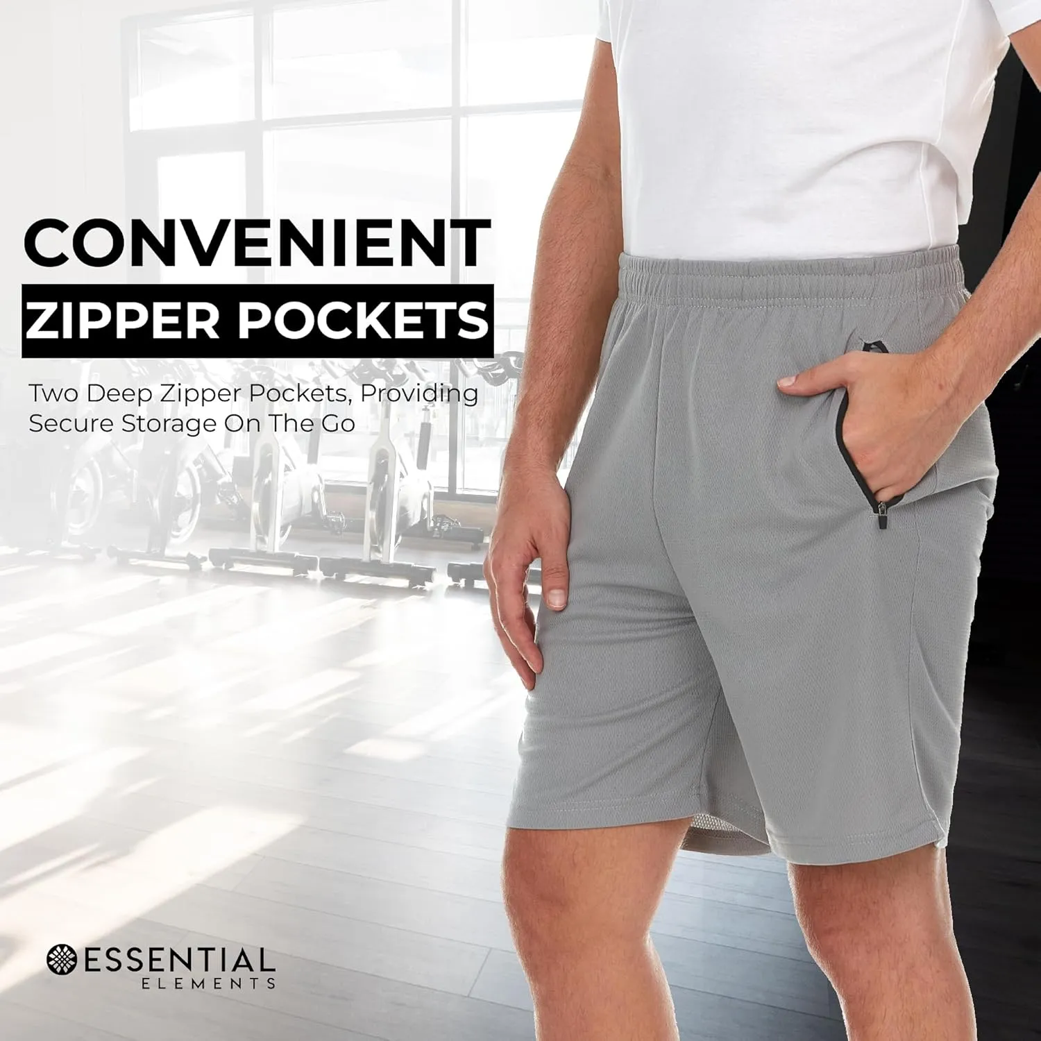 4 Pack: Men's 8" Athletic Running Quick Dry Mesh Shorts with Zipper Pockets (Available in Big & Tall)