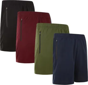 4 Pack: Men's 8" Athletic Running Quick Dry Mesh Shorts with Zipper Pockets (Available in Big & Tall)