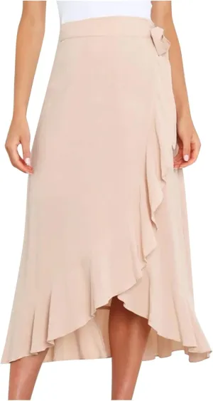 A Line Skirt for Women Elegant Flowy Ruffle Hip-Wrapped Skirts Lace up Irregular Skirt Fashion Solid Color Skirts