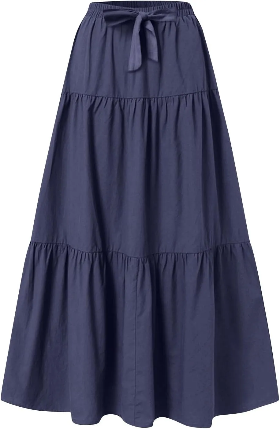 ADHOWBEW Spring Skirts for Women 2025 Elastic Waist Vacation Long Trendy Flowy Tiered Bohemian Skirts