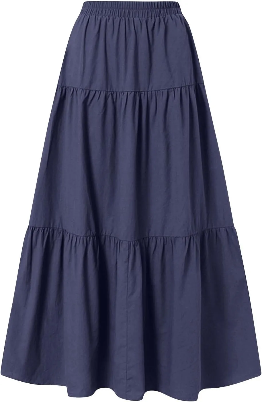 ADHOWBEW Spring Skirts for Women 2025 Elastic Waist Vacation Long Trendy Flowy Tiered Bohemian Skirts