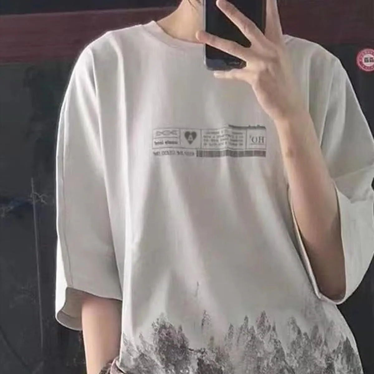 Aelfric Eden Mens Oversized Tshirts Snow Mountain Graphic Tee Print Tops Streetwear Casual Shirt
