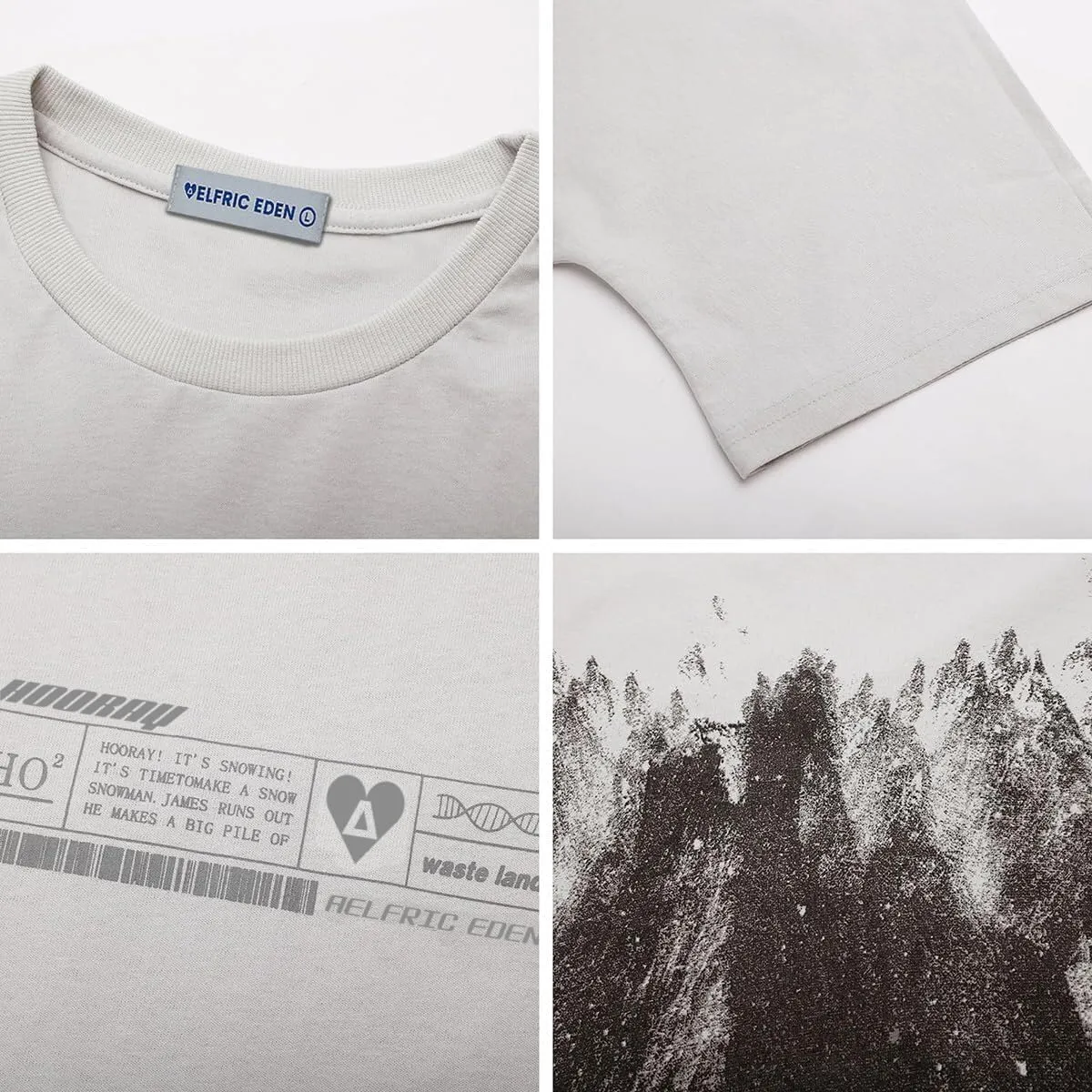 Aelfric Eden Mens Oversized Tshirts Snow Mountain Graphic Tee Print Tops Streetwear Casual Shirt