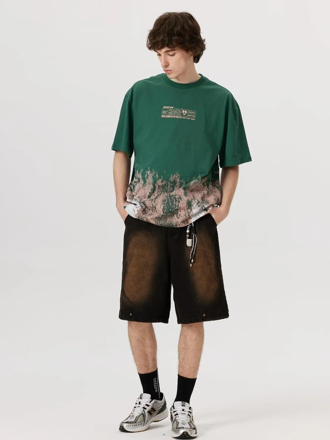 Aelfric Eden Mens Oversized Tshirts Snow Mountain Graphic Tee Print Tops Streetwear Casual Shirt