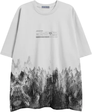 Aelfric Eden Mens Oversized Tshirts Snow Mountain Graphic Tee Print Tops Streetwear Casual Shirt