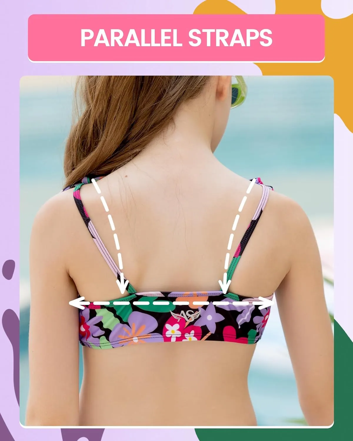 Angel season Girls Swimsuit Bikini Set Two Piece Tankini Bathing Suit Teens High Waisted Beach Swimwear Cute Size 7-14