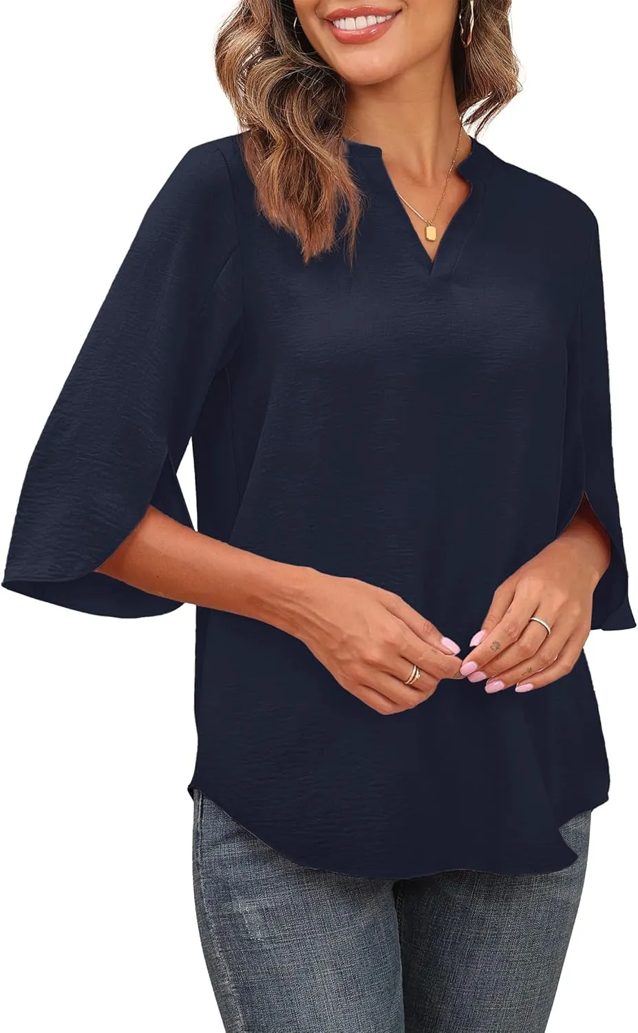 Askyes Women's 2025 Summer Chiffon Blouses Short Sleeve V Neck Tshirts Loose Casual Flowy Dressy Tops for Leggings Blouse