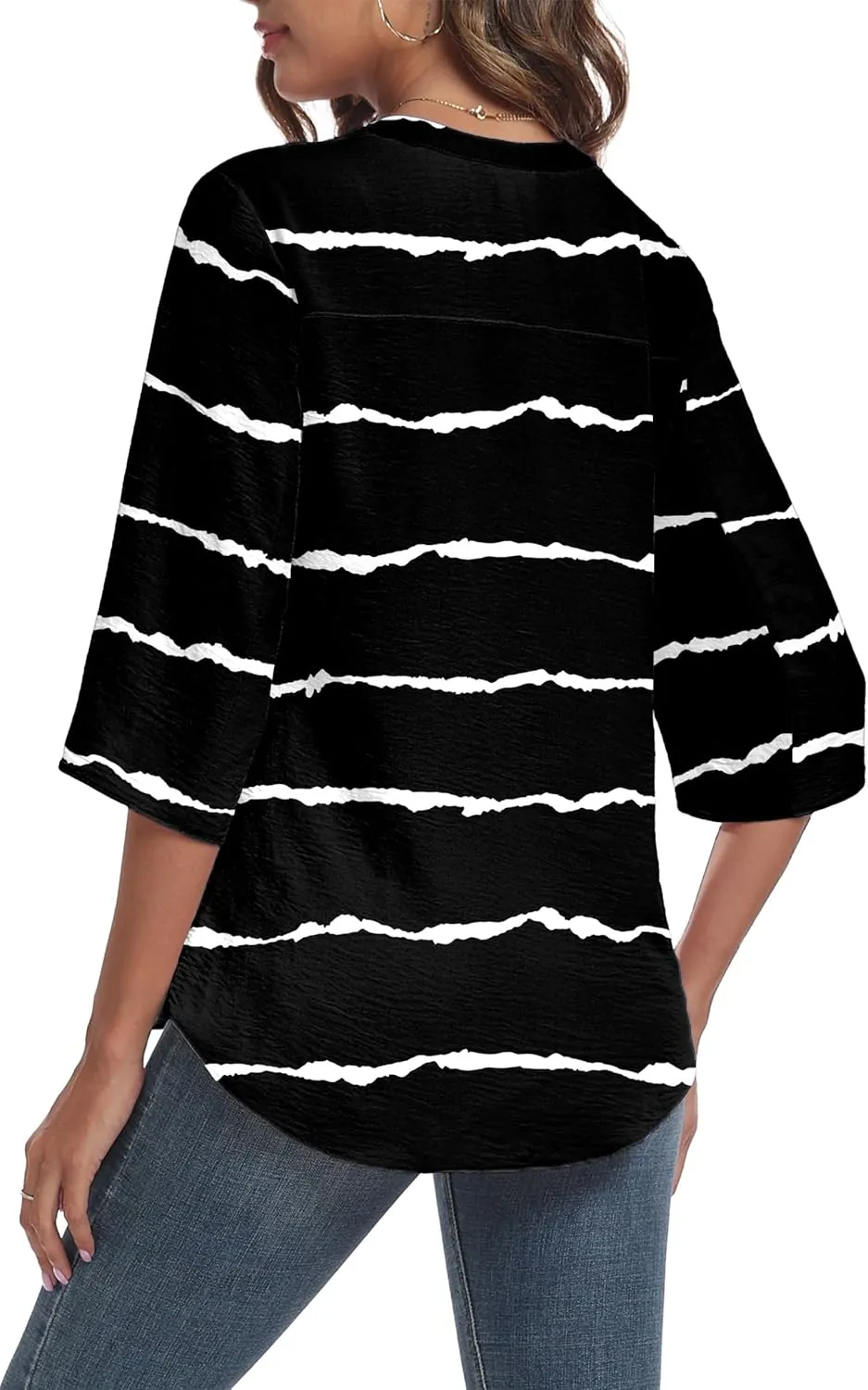 Askyes Women's 2025 Summer Chiffon Blouses Short Sleeve V Neck Tshirts Loose Casual Flowy Dressy Tops for Leggings Blouse