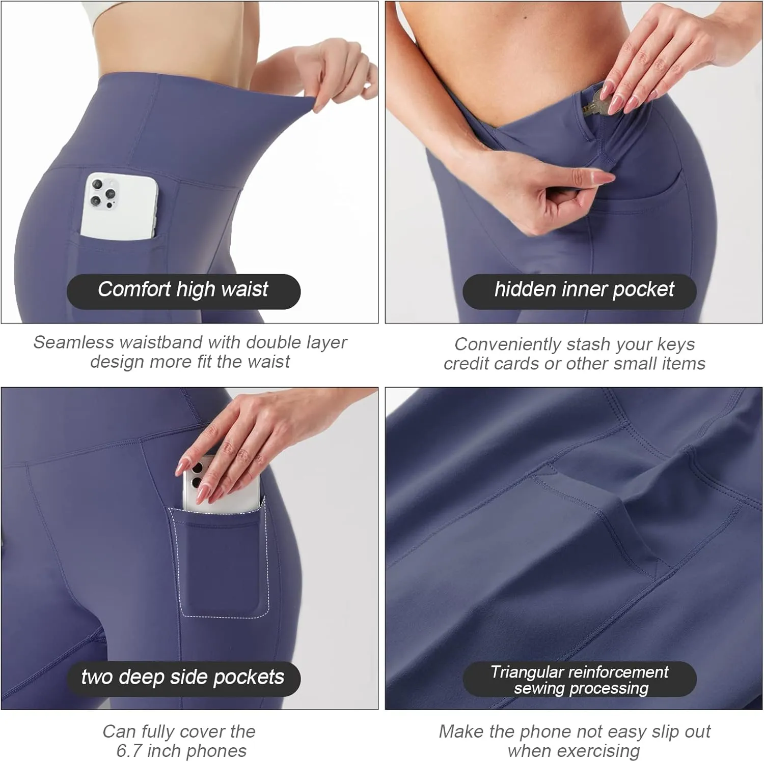 BETTERCHIC Womens Biker Shorts Yoga Shorts High Waist Compression Workout Shorts for Women Running Size S-2XL