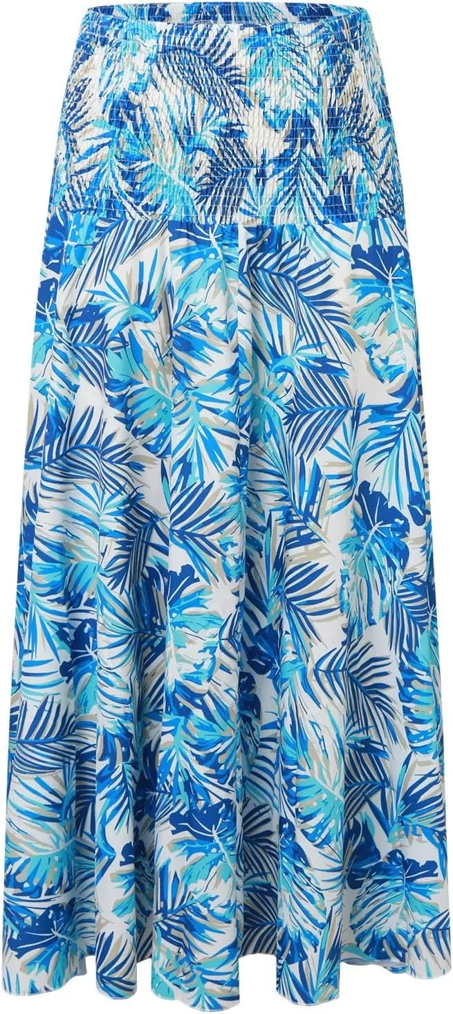 Boho Maxi Skirts for Women 2025 Summer Elegant High Waisted Flowy Swing A-Line Floral Long Skirt