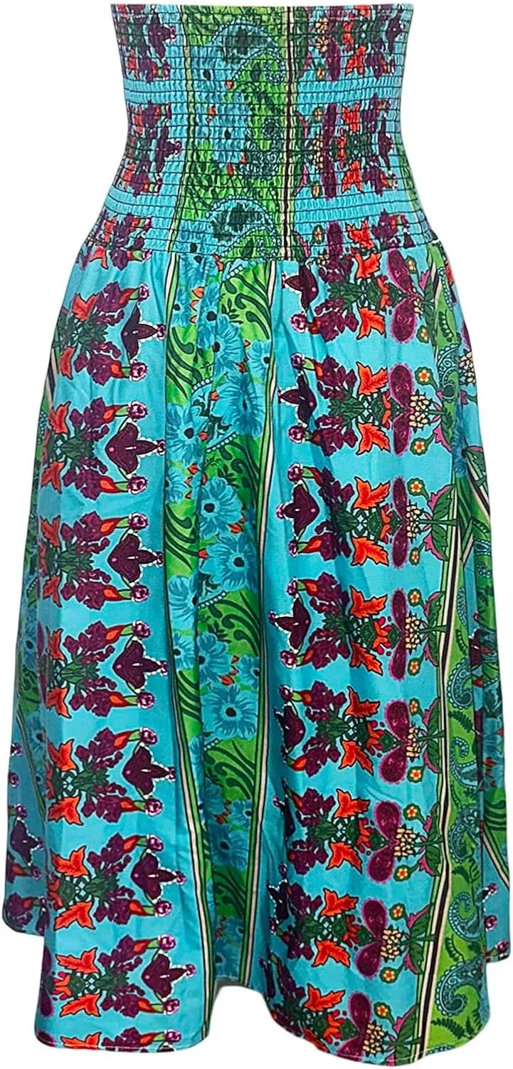 Boho Skirts for Women 2025 Summer High Waisted Flowy Swing A-Line Beach Maxi Skirt Casual Vacation Clothes