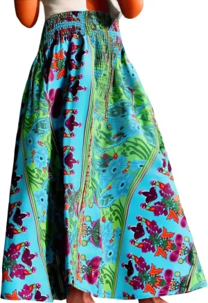 Boho Skirts for Women 2025 Summer High Waisted Flowy Swing A-Line Beach Maxi Skirt Casual Vacation Clothes