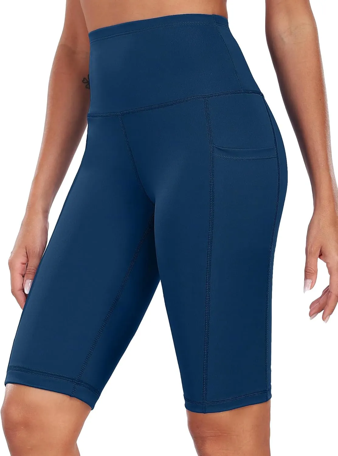 CADMUS 3 Pack Women 9" Biker Compression Short Leggings for Yoga with Big Pockets