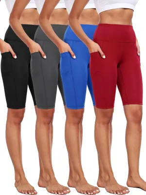 CADMUS 3 Pack Women 9" Biker Compression Short Leggings for Yoga with Big Pockets