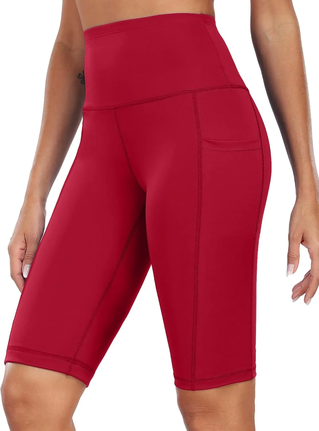 CADMUS 3 Pack Women 9" Biker Compression Short Leggings for Yoga with Big Pockets