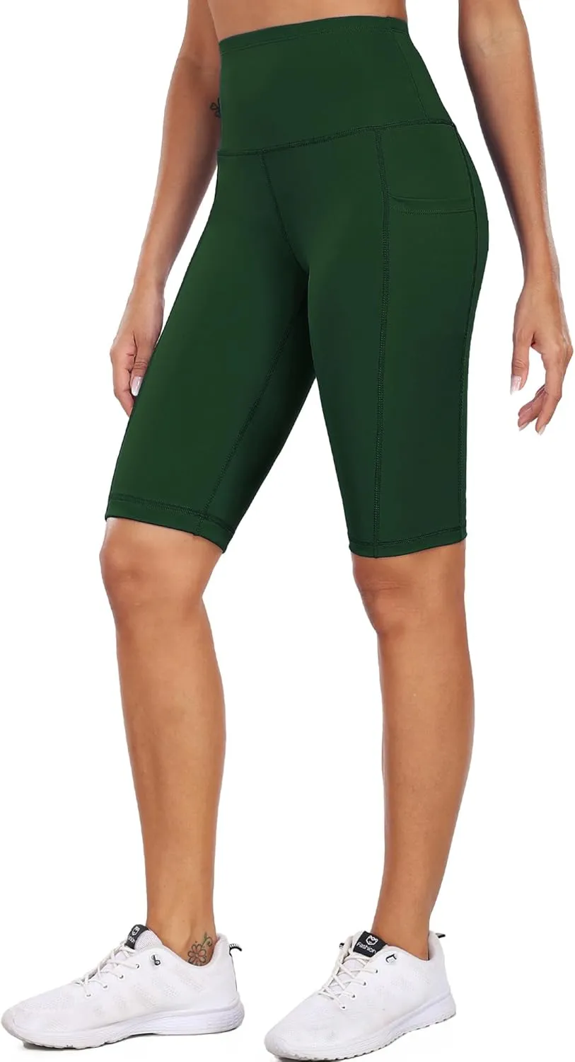 CADMUS 3 Pack Women 9" Biker Compression Short Leggings for Yoga with Big Pockets