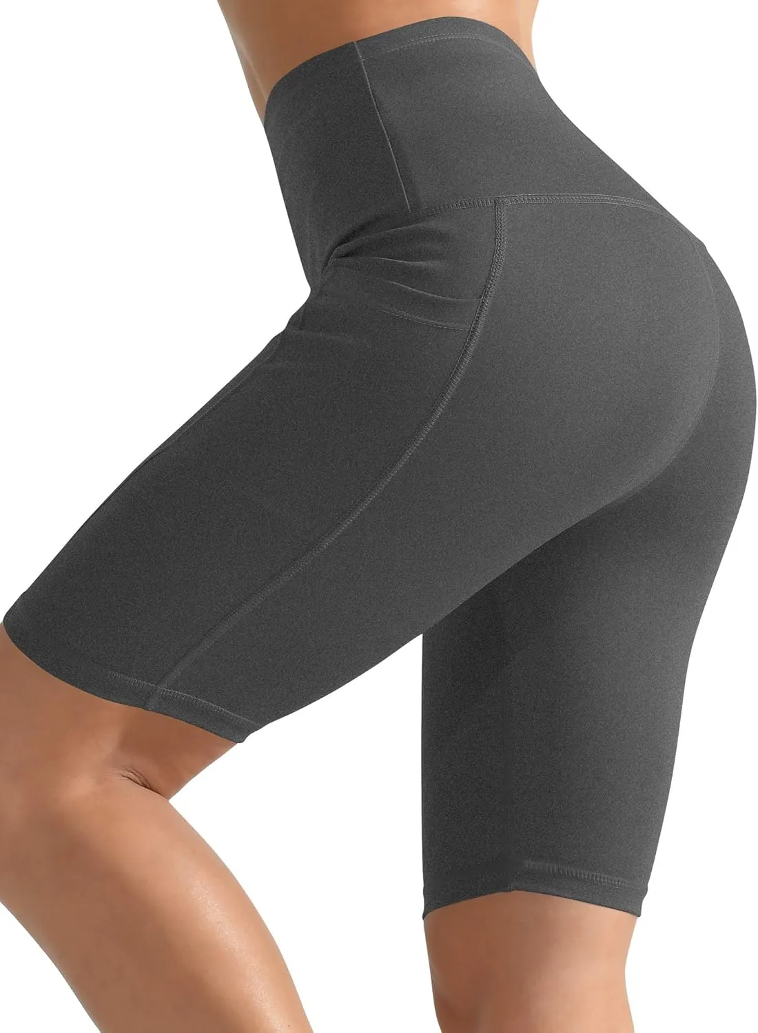 CADMUS 3 Pack Women 9" Biker Compression Short Leggings for Yoga with Big Pockets
