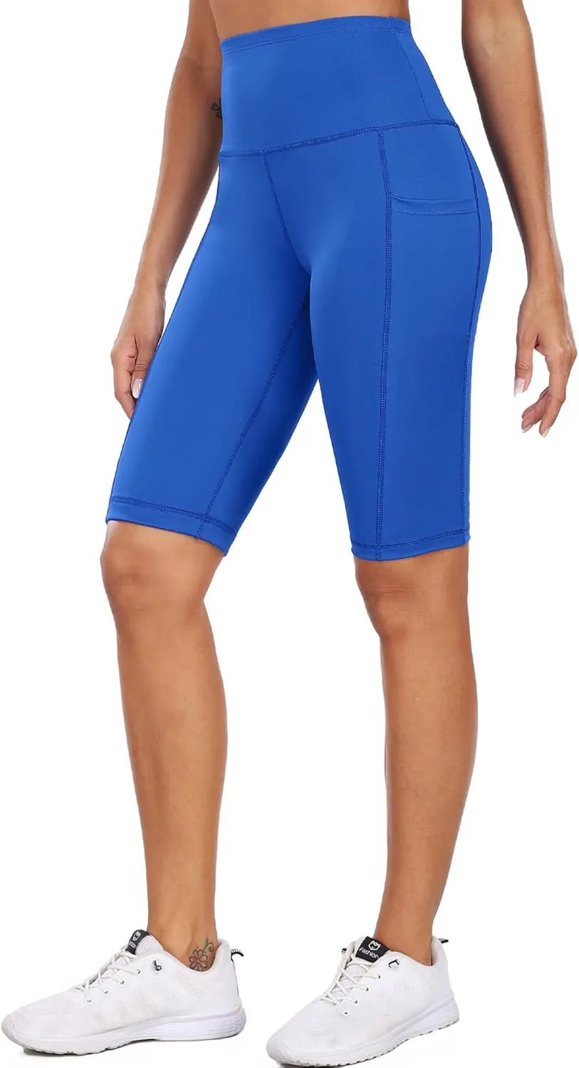 CADMUS 3 Pack Women 9" Biker Compression Short Leggings for Yoga with Big Pockets