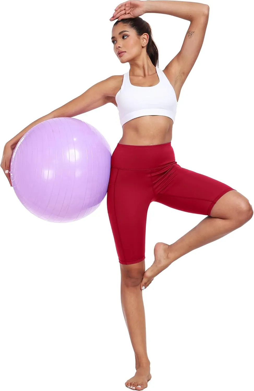 CADMUS 3 Pack Women 9" Biker Compression Short Leggings for Yoga with Big Pockets