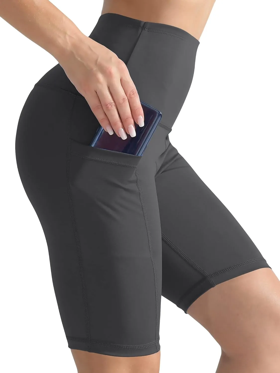 CADMUS 3 Pack Women 9" Biker Compression Short Leggings for Yoga with Big Pockets