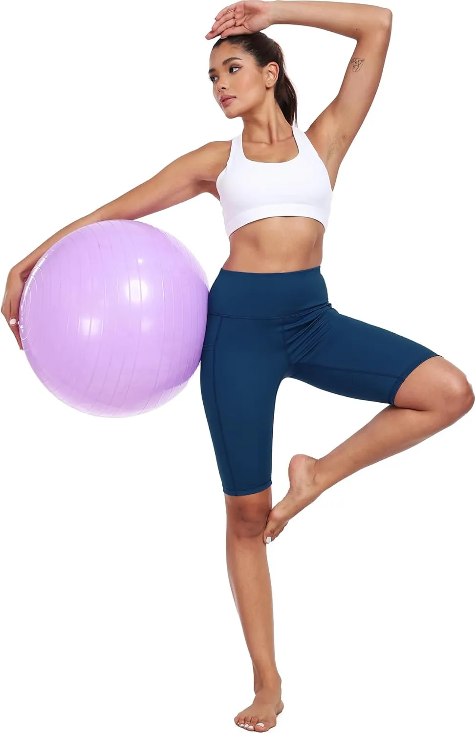 CADMUS 3 Pack Women 9" Biker Compression Short Leggings for Yoga with Big Pockets