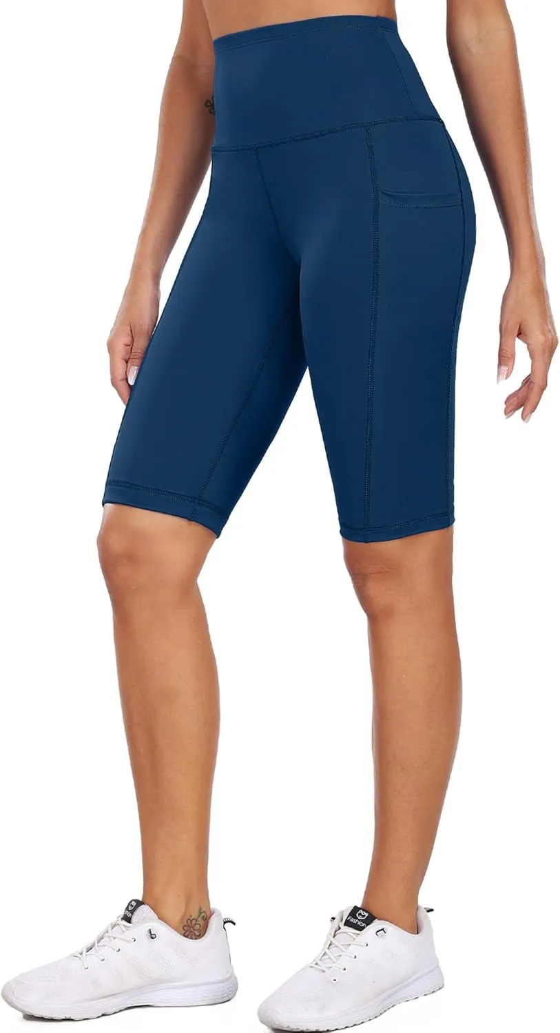 CADMUS 3 Pack Women 9" Biker Compression Short Leggings for Yoga with Big Pockets