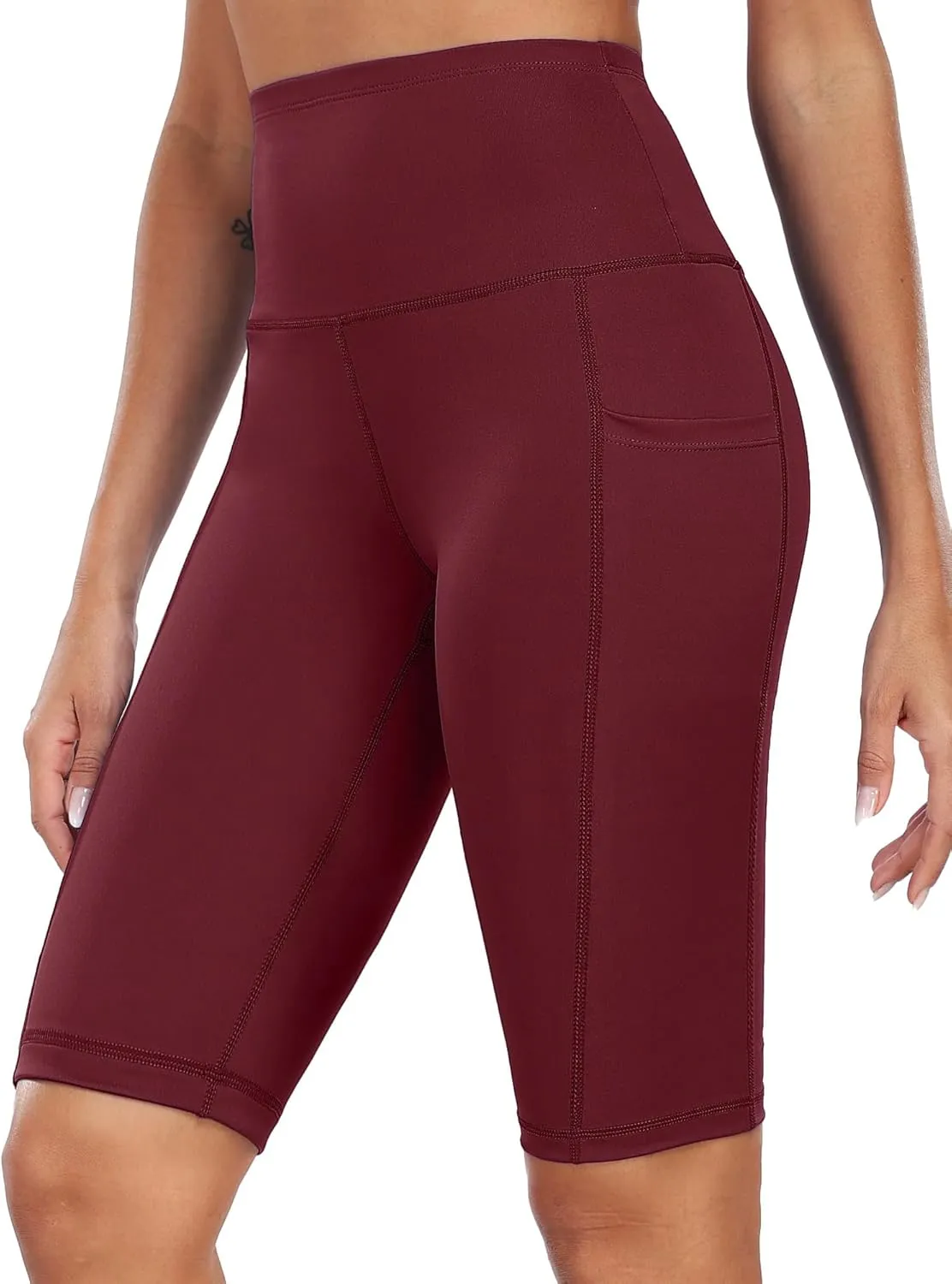 CADMUS 3 Pack Women 9" Biker Compression Short Leggings for Yoga with Big Pockets