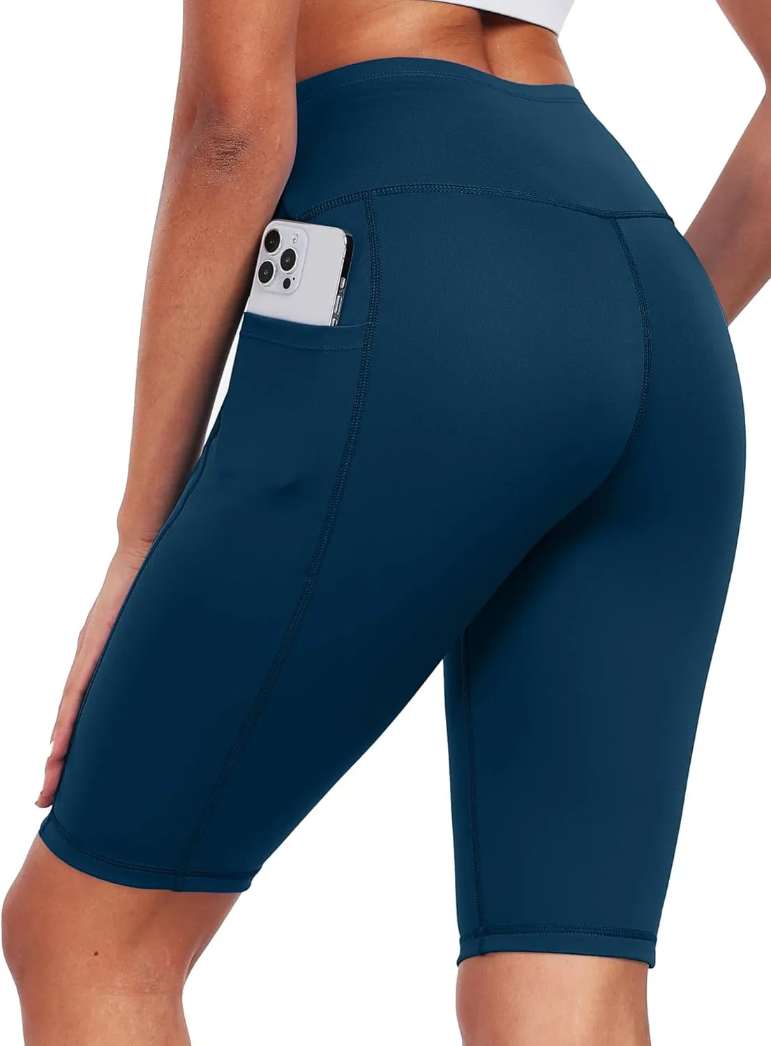 CADMUS 3 Pack Women 9" Biker Compression Short Leggings for Yoga with Big Pockets