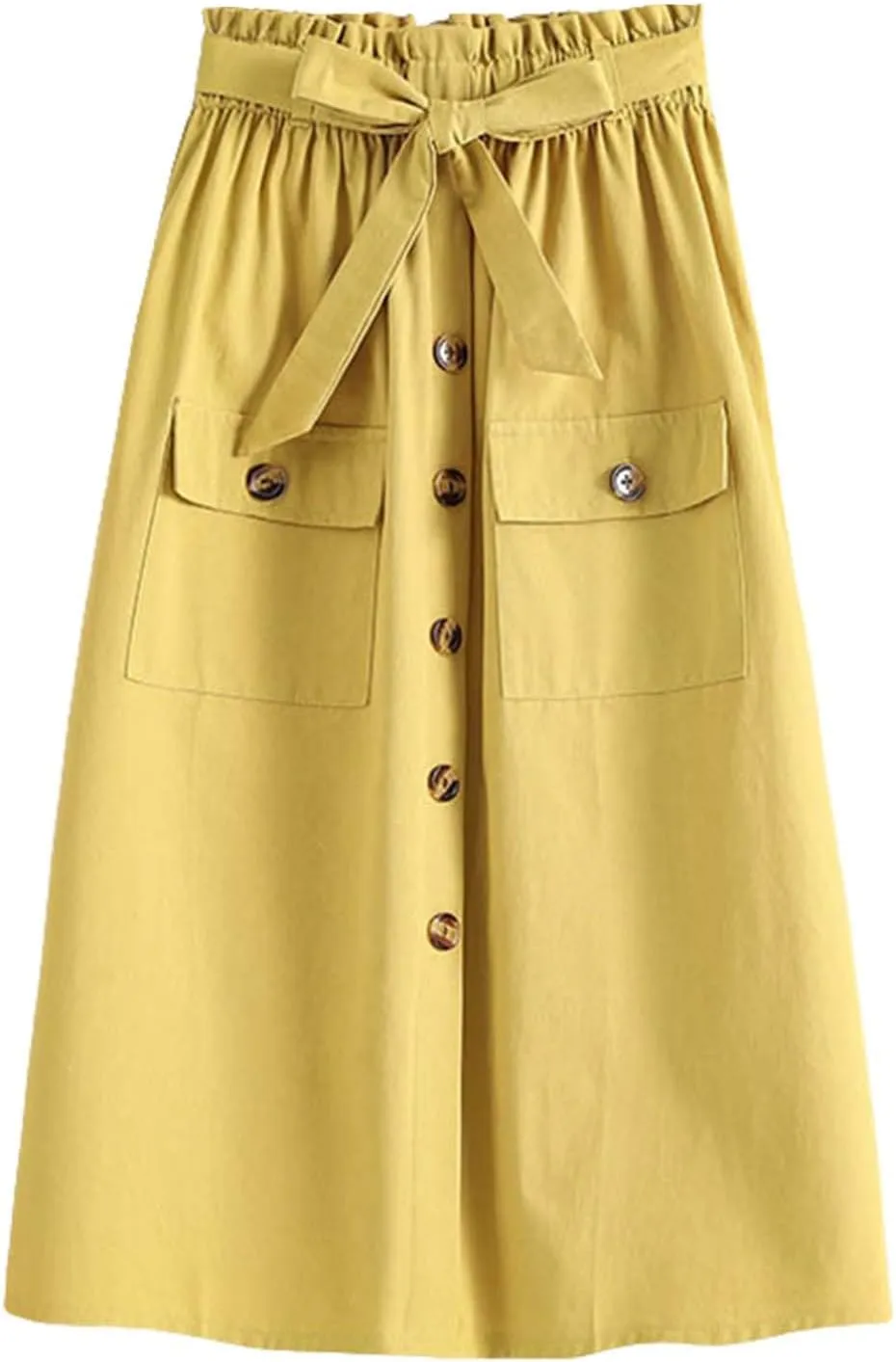 Cargo Midi Skirts for Women Drawstring Elastic High Waisted Long Skirt with Pockets 2025 Summer Y2K Vacation Clothes