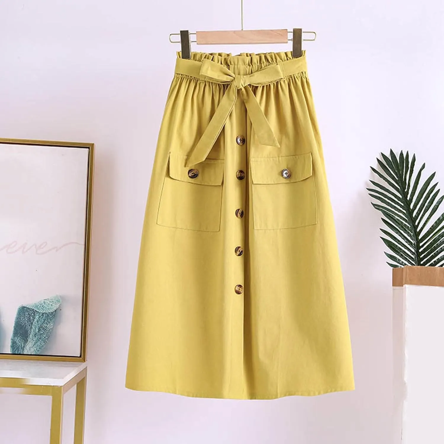Cargo Midi Skirts for Women Drawstring Elastic High Waisted Long Skirt with Pockets 2025 Summer Y2K Vacation Clothes