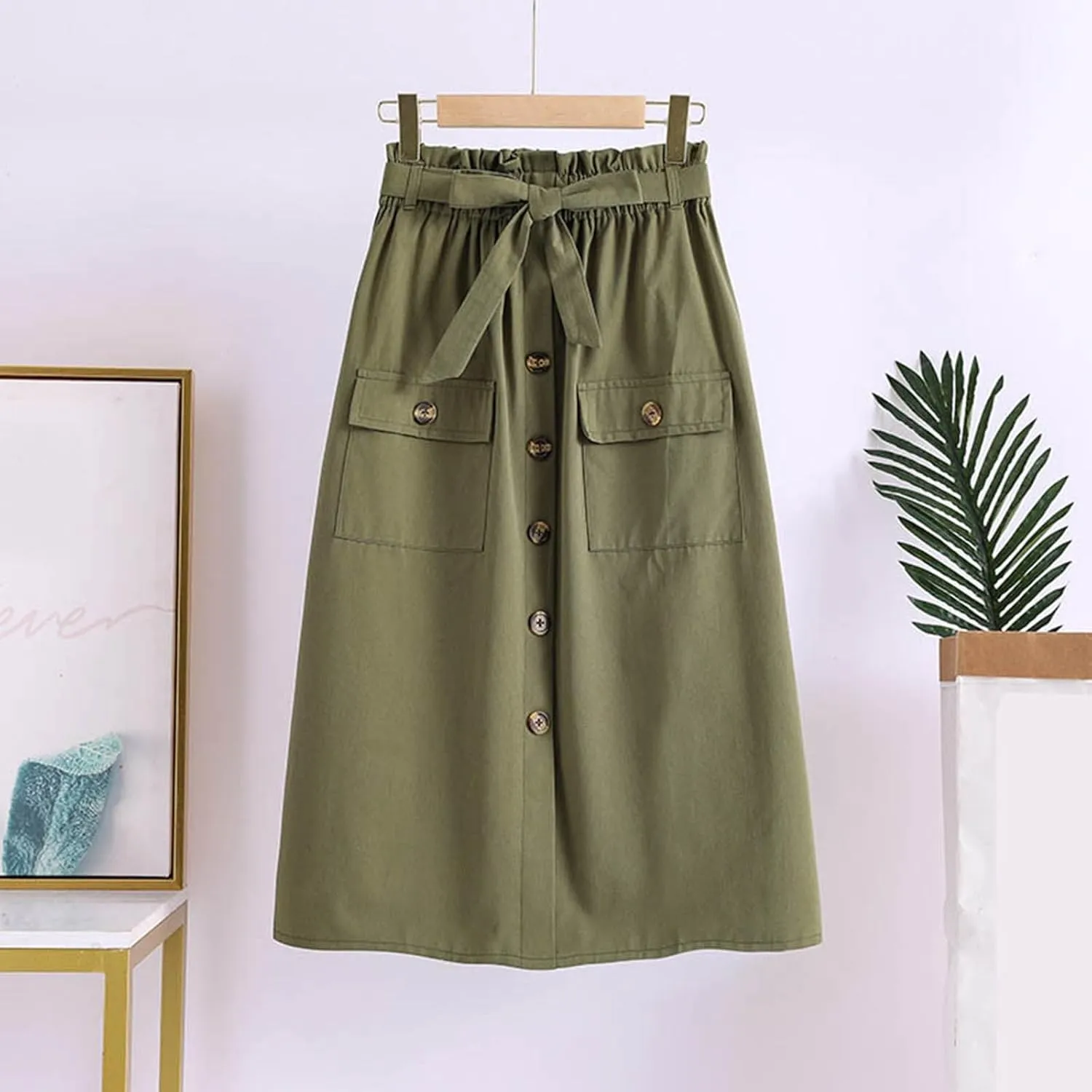 Cargo Midi Skirts for Women Drawstring Elastic High Waisted Long Skirt with Pockets 2025 Summer Y2K Vacation Clothes