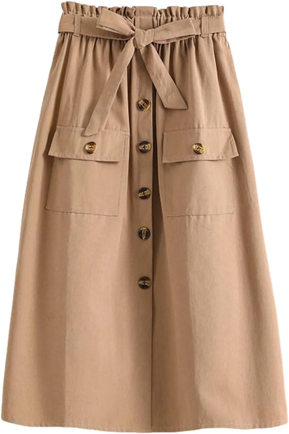 Cargo Midi Skirts for Women Drawstring Elastic High Waisted Long Skirt with Pockets 2025 Summer Y2K Vacation Clothes
