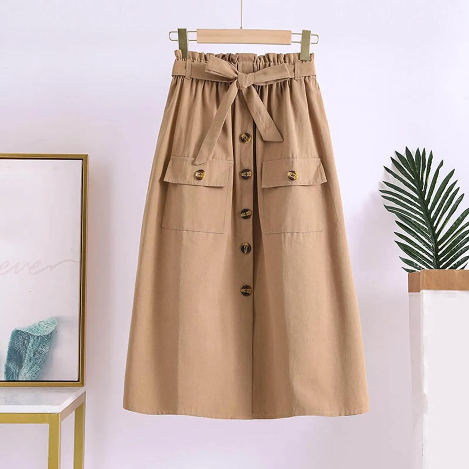 Cargo Midi Skirts for Women Drawstring Elastic High Waisted Long Skirt with Pockets 2025 Summer Y2K Vacation Clothes