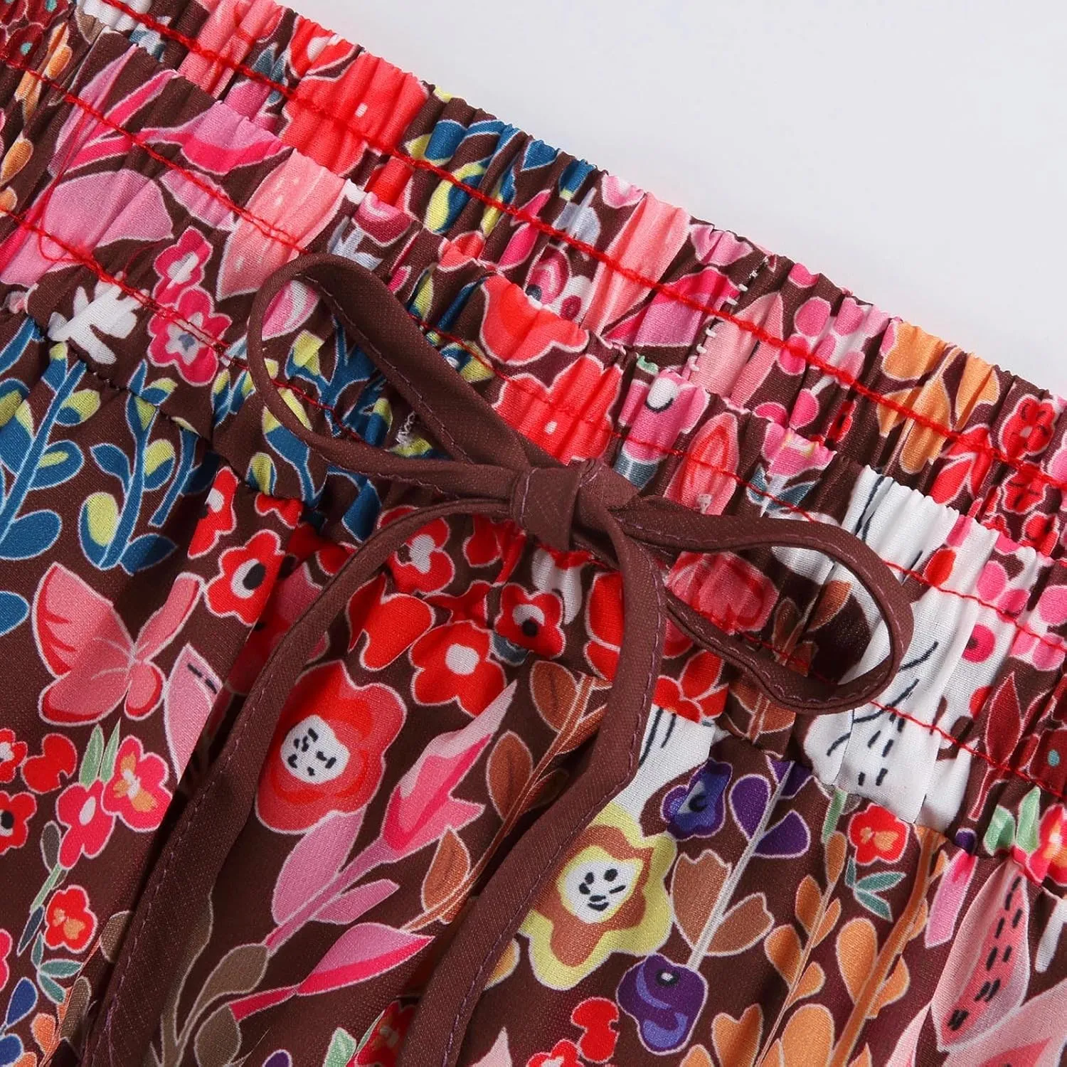 Chiffon Skirts for Women Smocked Business Floral Festival Pleated Beach Trendy Vacation Swing Country Flutter Skirts