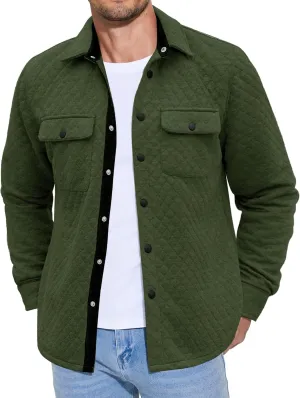 COOFANDY Men's Casual Shirt Jacket Lightweight Shacket Jacket Quilted Button Down Jackets