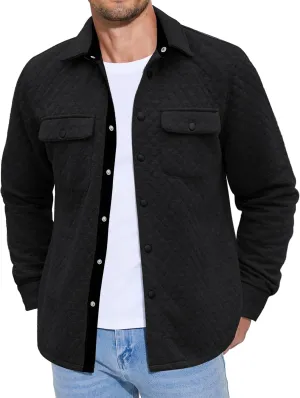 COOFANDY Men's Casual Shirt Jacket Lightweight Shacket Jacket Quilted Button Down Jackets