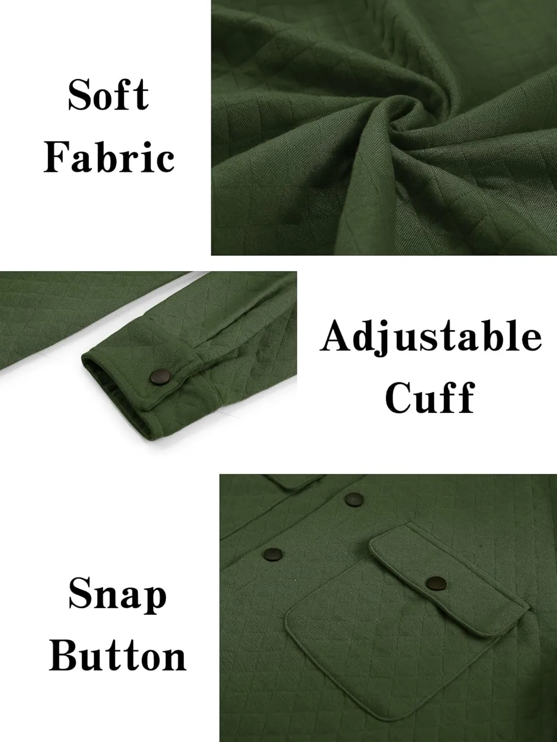 COOFANDY Men's Casual Shirt Jacket Lightweight Shacket Jacket Quilted Button Down Jackets