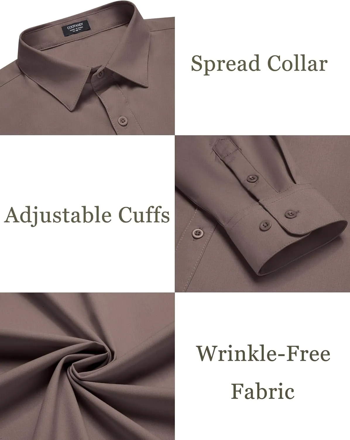 COOFANDY Mens Dress Shirts Wrinkle Free Long Sleeve Button Down Shirts Formal Business Shirt
