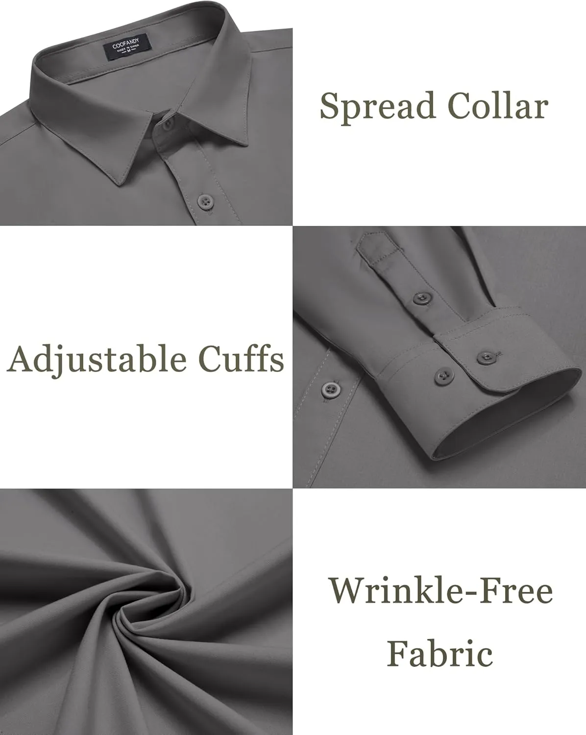 COOFANDY Mens Dress Shirts Wrinkle Free Long Sleeve Button Down Shirts Formal Business Shirt
