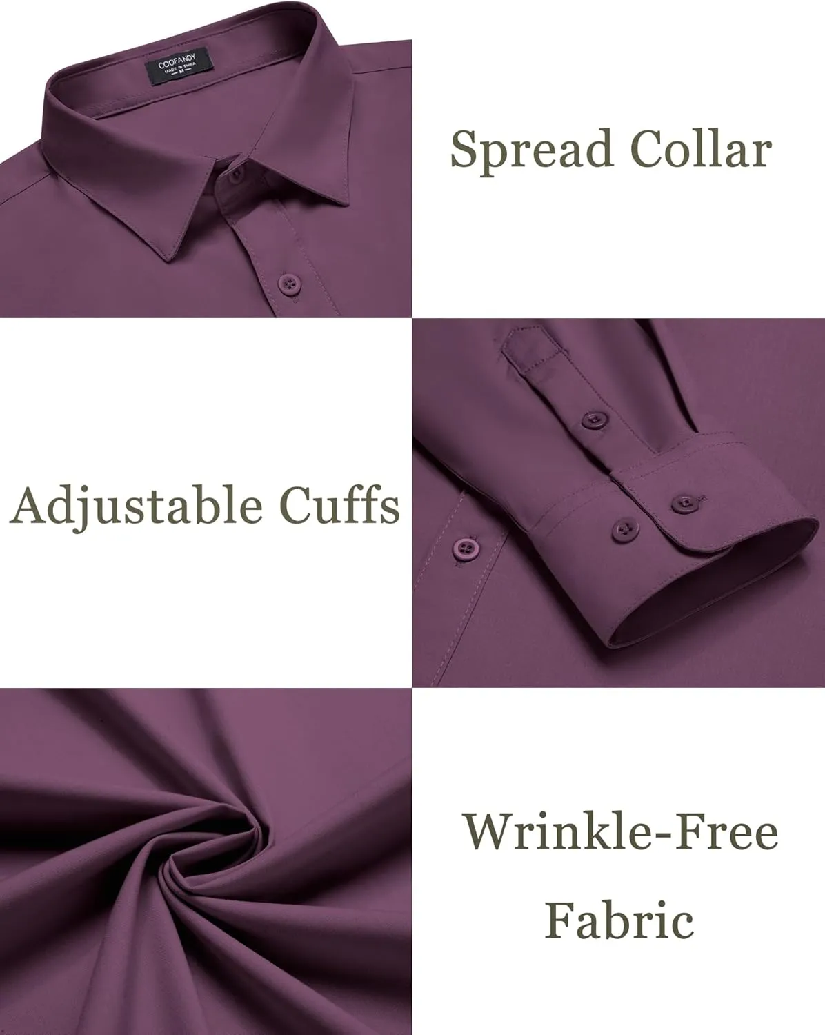 COOFANDY Mens Dress Shirts Wrinkle Free Long Sleeve Button Down Shirts Formal Business Shirt