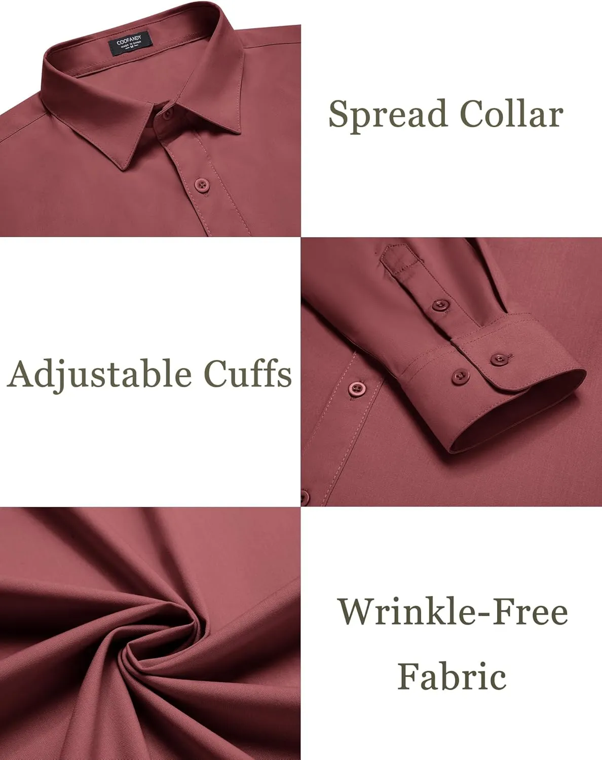 COOFANDY Mens Dress Shirts Wrinkle Free Long Sleeve Button Down Shirts Formal Business Shirt