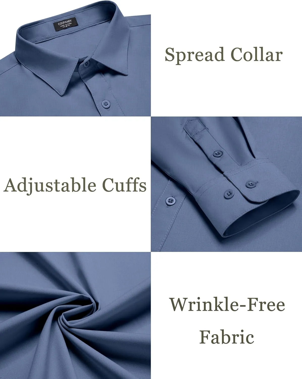 COOFANDY Mens Dress Shirts Wrinkle Free Long Sleeve Button Down Shirts Formal Business Shirt