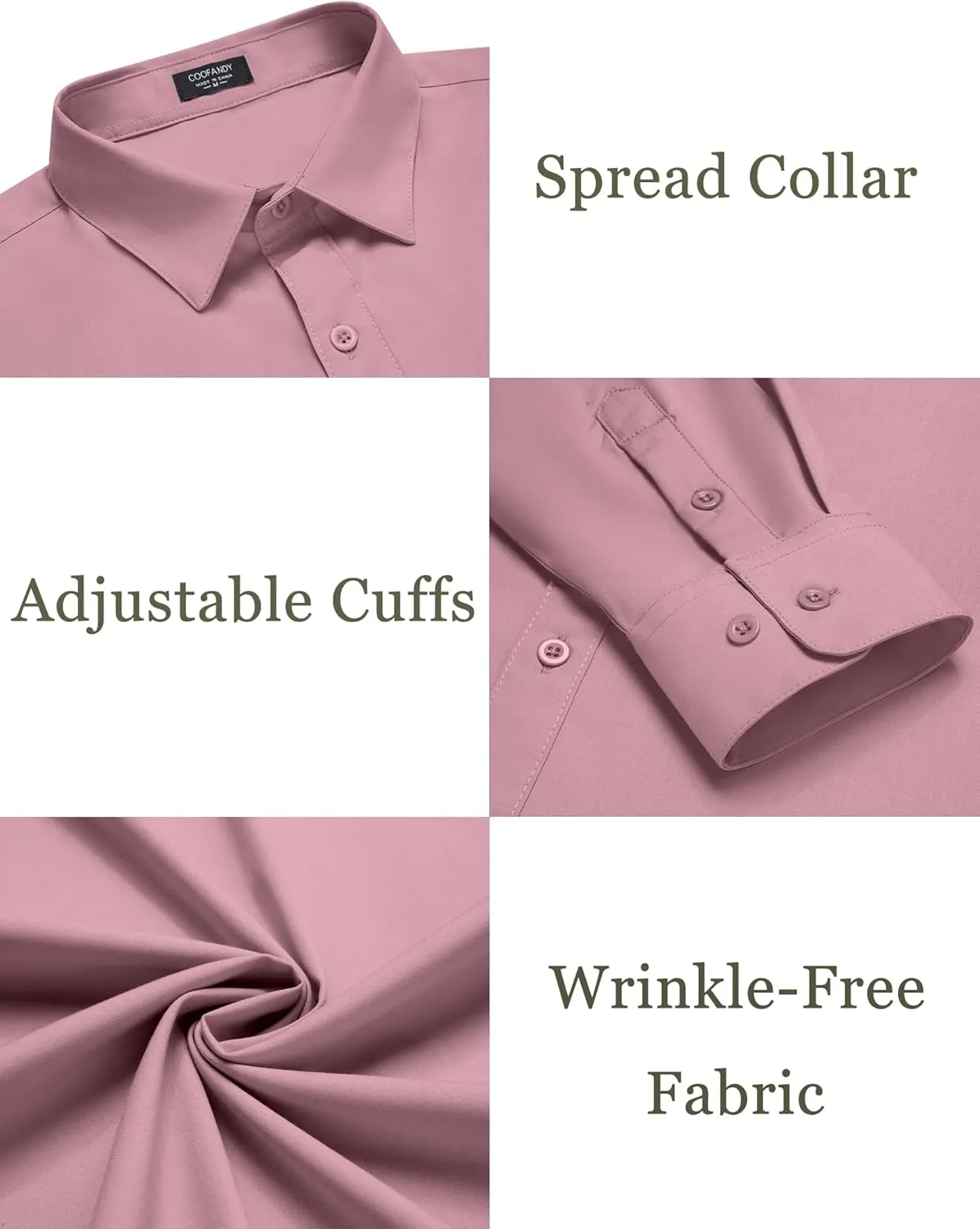COOFANDY Mens Dress Shirts Wrinkle Free Long Sleeve Button Down Shirts Formal Business Shirt