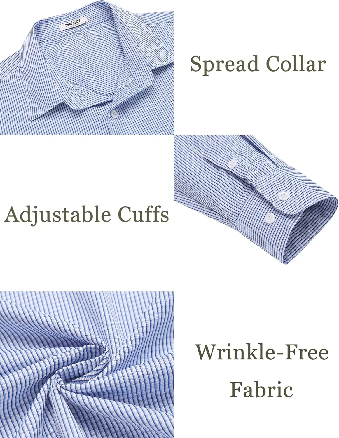 COOFANDY Mens Dress Shirts Wrinkle Free Long Sleeve Button Down Shirts Formal Business Shirt