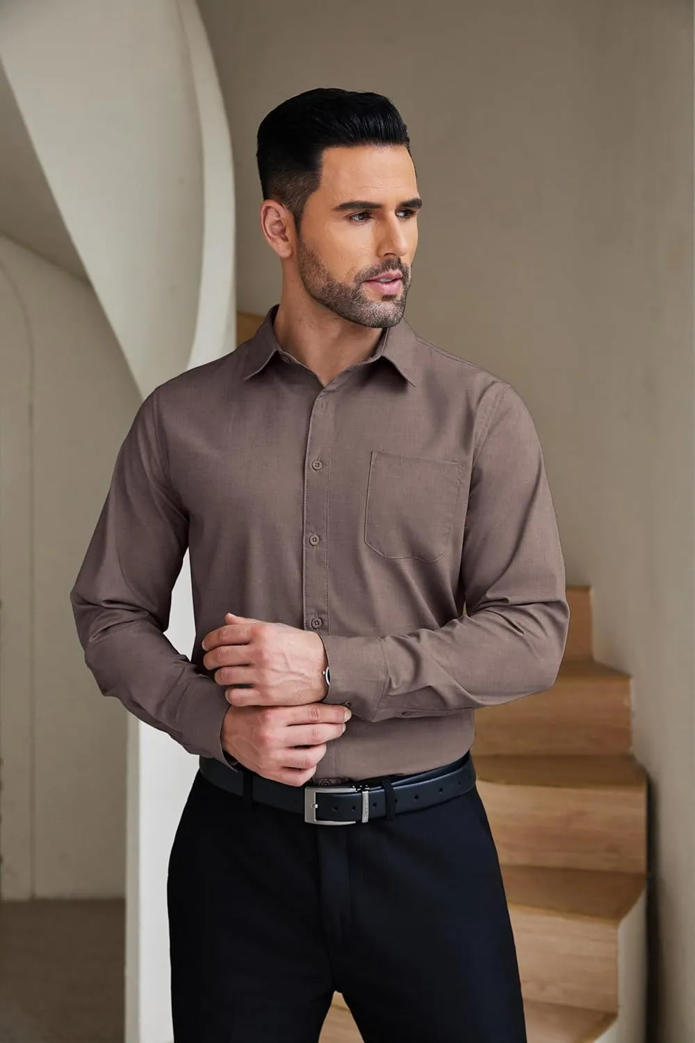 COOFANDY Mens Dress Shirts Wrinkle Free Long Sleeve Button Down Shirts Formal Business Shirt