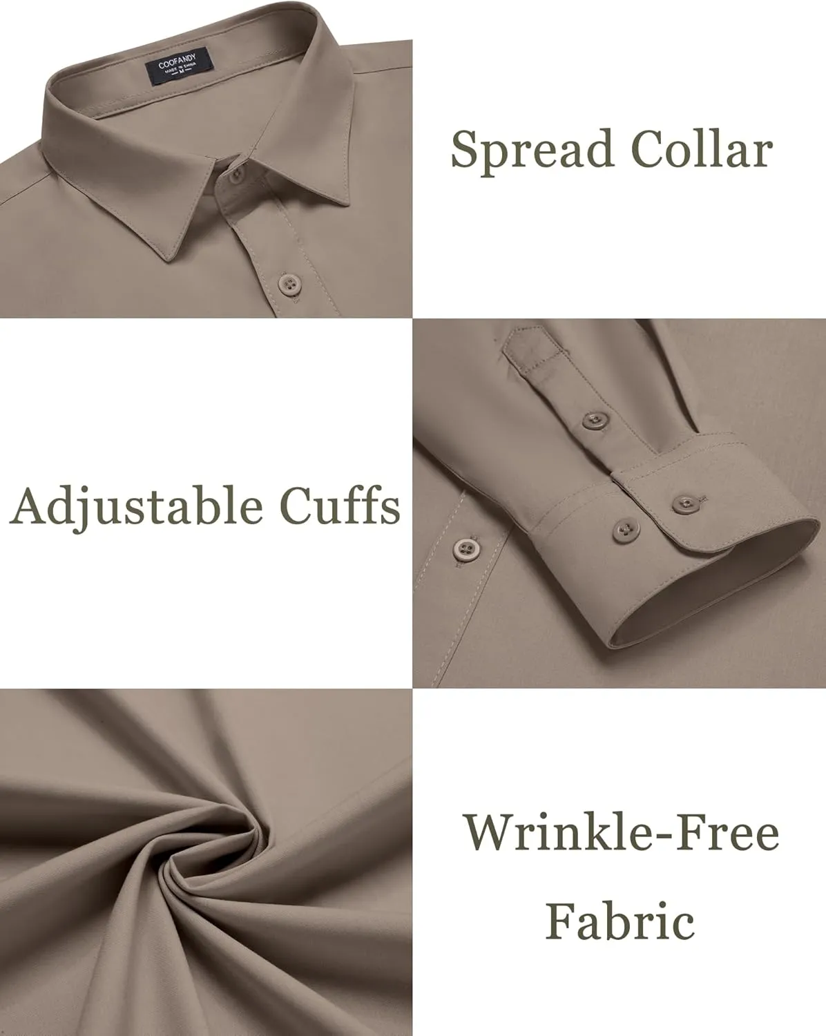 COOFANDY Mens Dress Shirts Wrinkle Free Long Sleeve Button Down Shirts Formal Business Shirt
