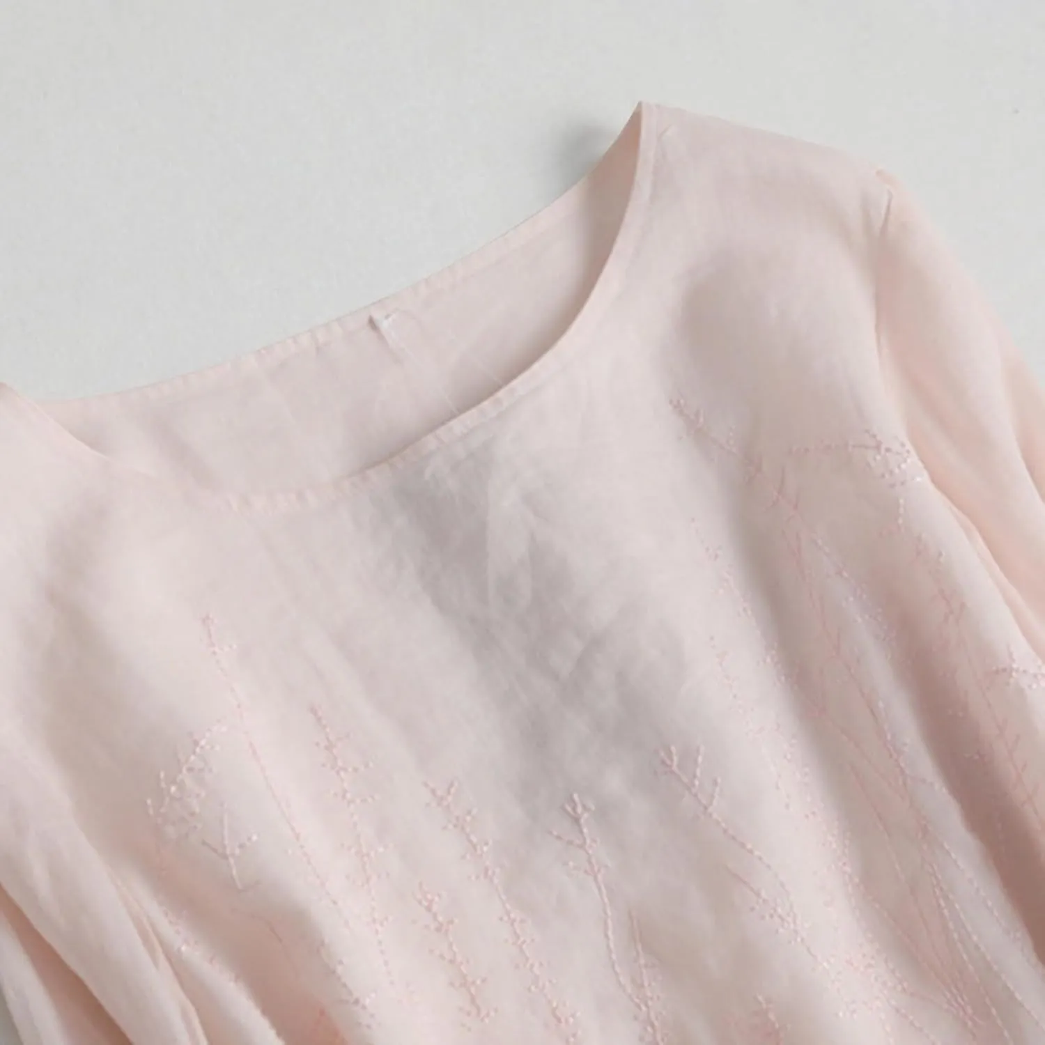 Cotton Linen Long Sleeve Loose Linen Dress for Women Casual Drawstring Waist Summer Vacation Relax Beachwear Resort