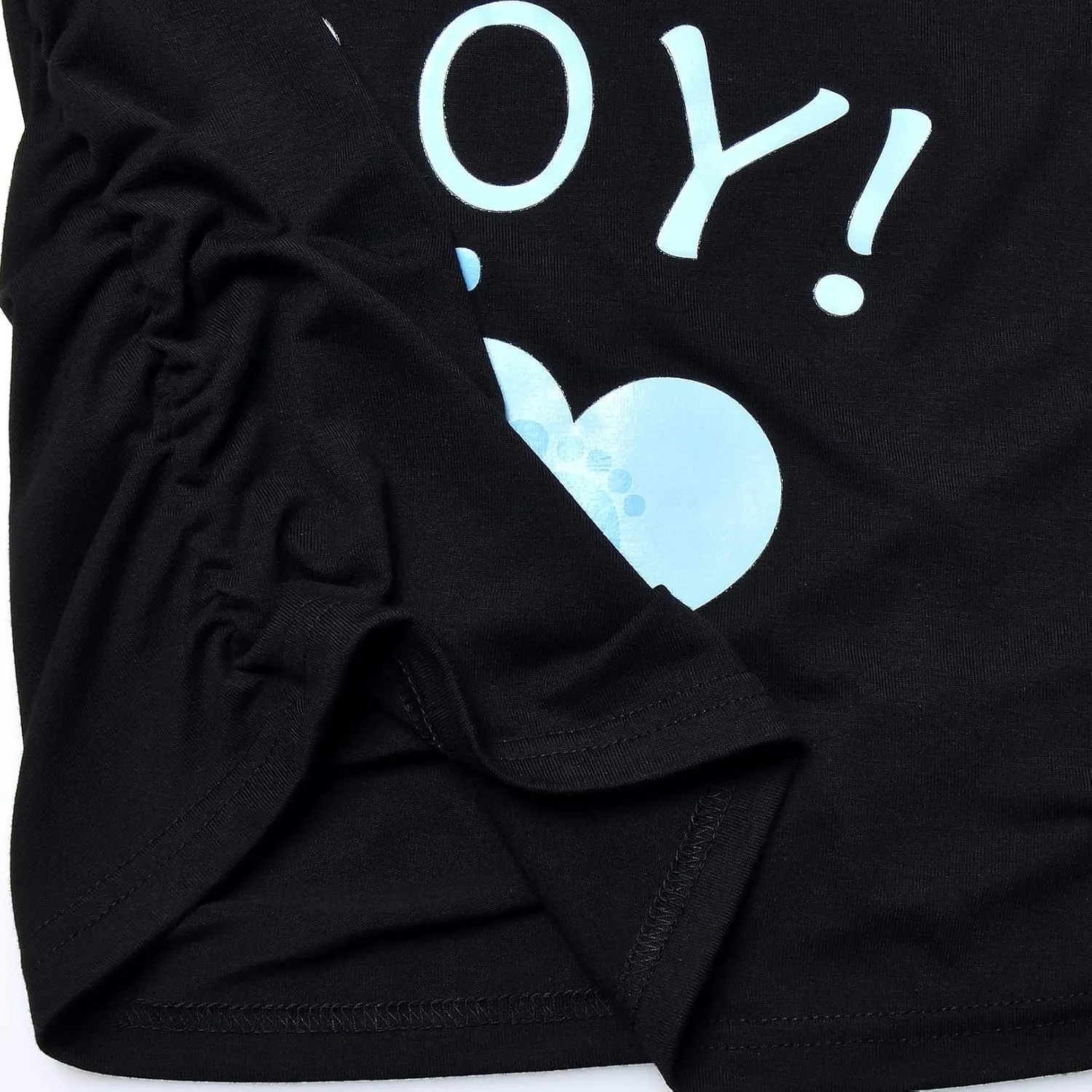DEBELLY Maternity Shirts Short Sleeve Tops Black Shirts Footprints Pregnancy Ruched Sides Casual Shirt