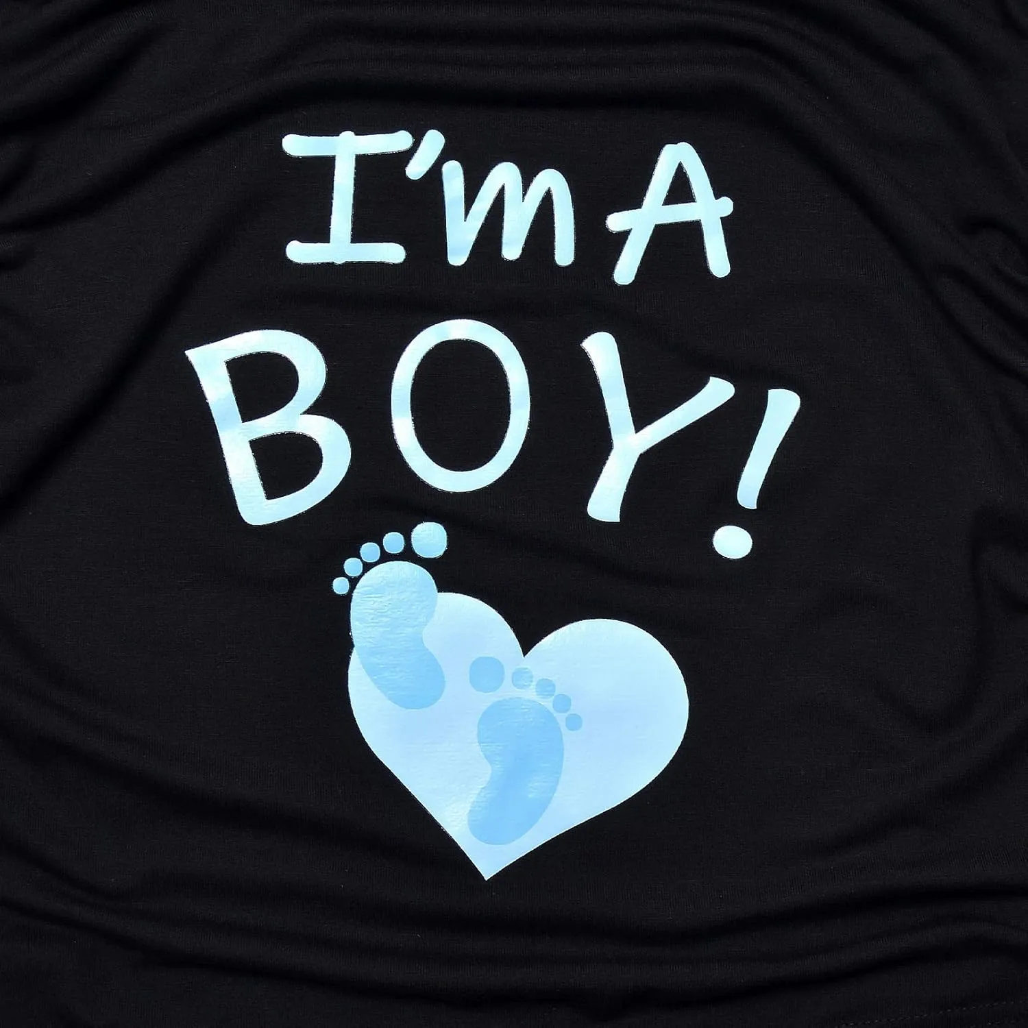 DEBELLY Maternity Shirts Short Sleeve Tops Black Shirts Footprints Pregnancy Ruched Sides Casual Shirt