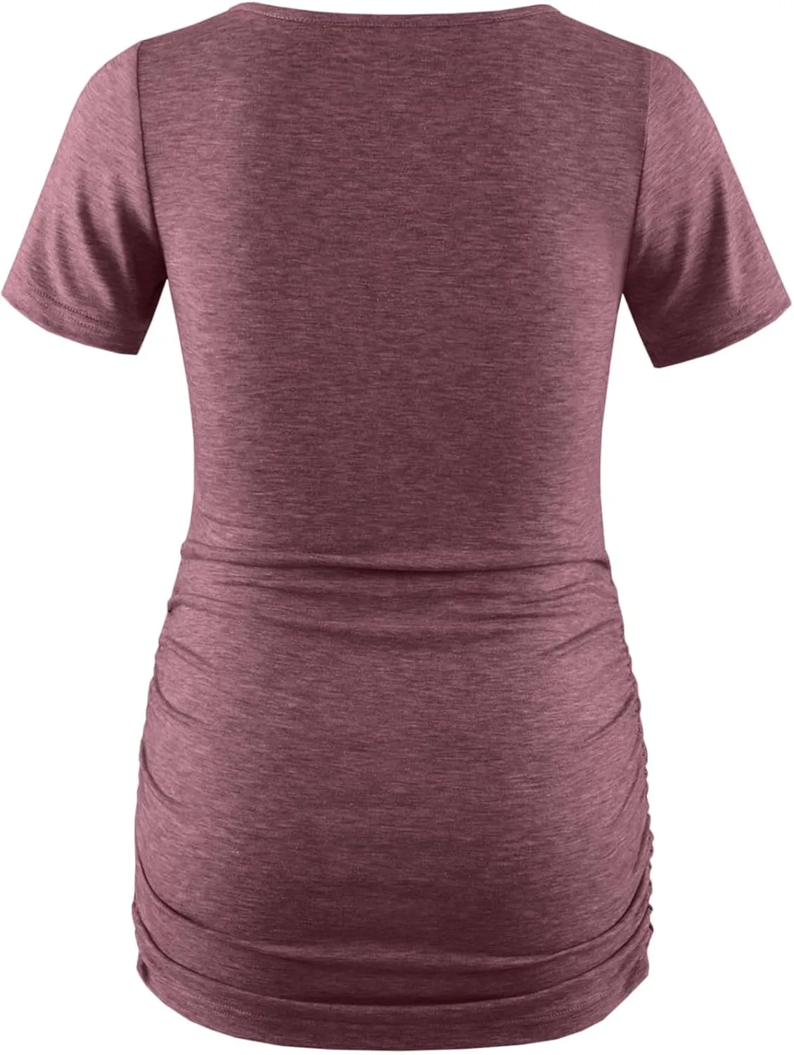 DEBELLY Maternity Shirts Short Sleeve Tops Black Shirts Footprints Pregnancy Ruched Sides Casual Shirt